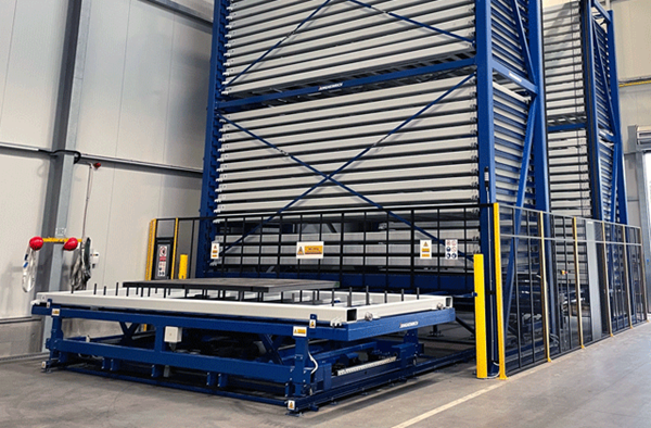 Semi-automatisch verticaal opslagsysteem voor metalen platen